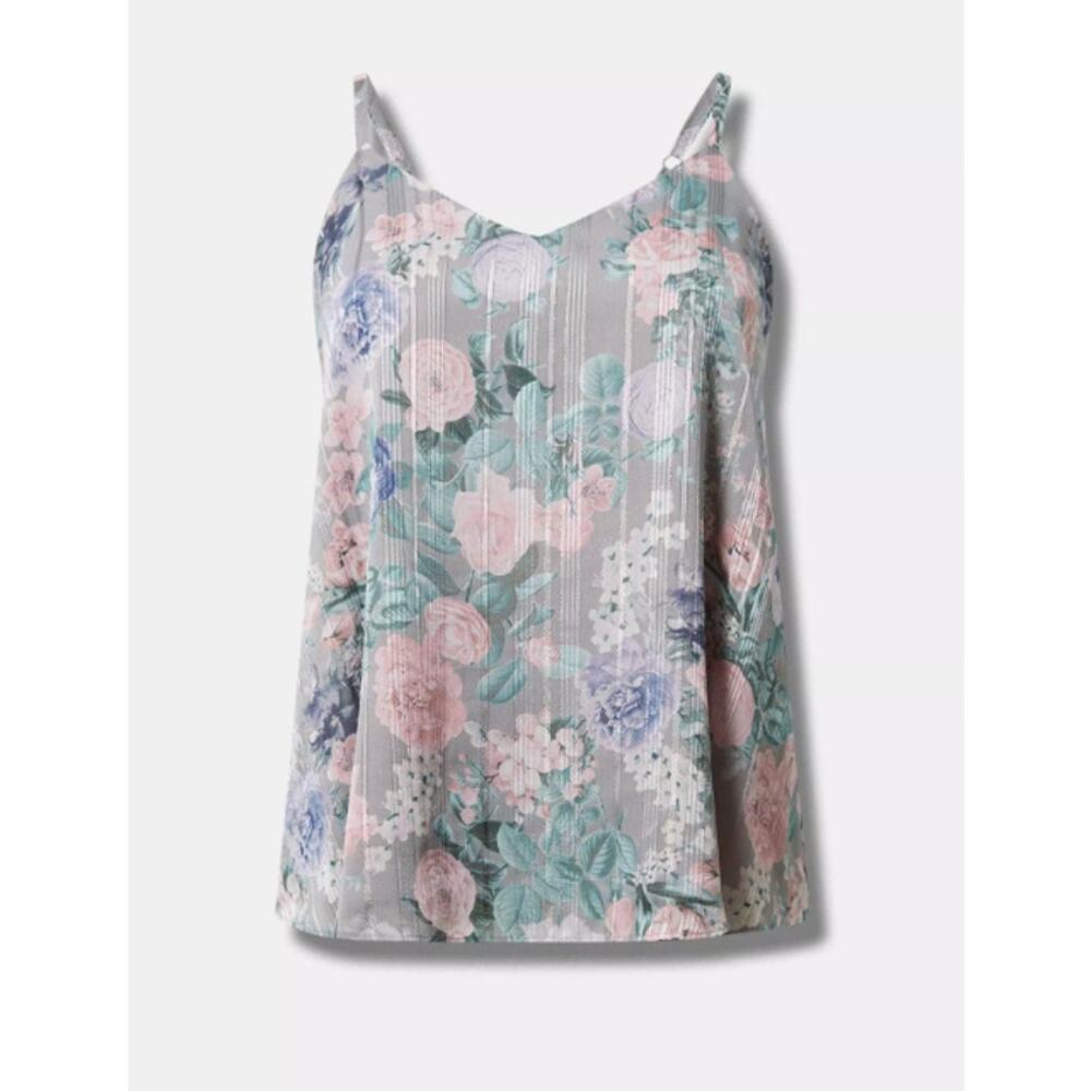 Torrid Women's Plus Size Floral Formal Grey Sophie Chiffon Swing Cami Size 1 1X
